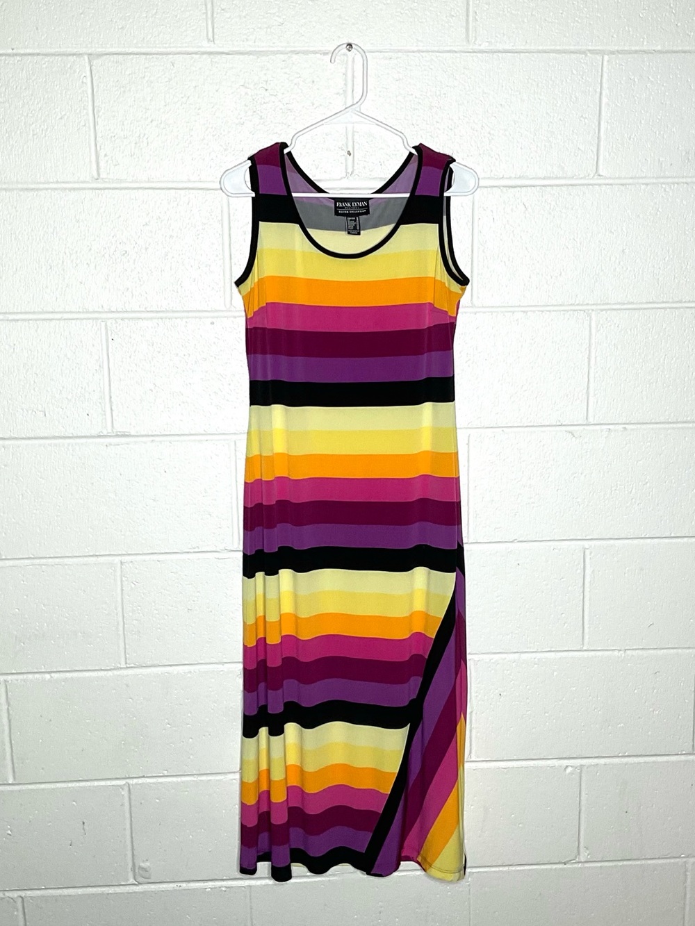 < Frank Lyman Design Collection Vibrant Colorful Striped Maxi Dress >